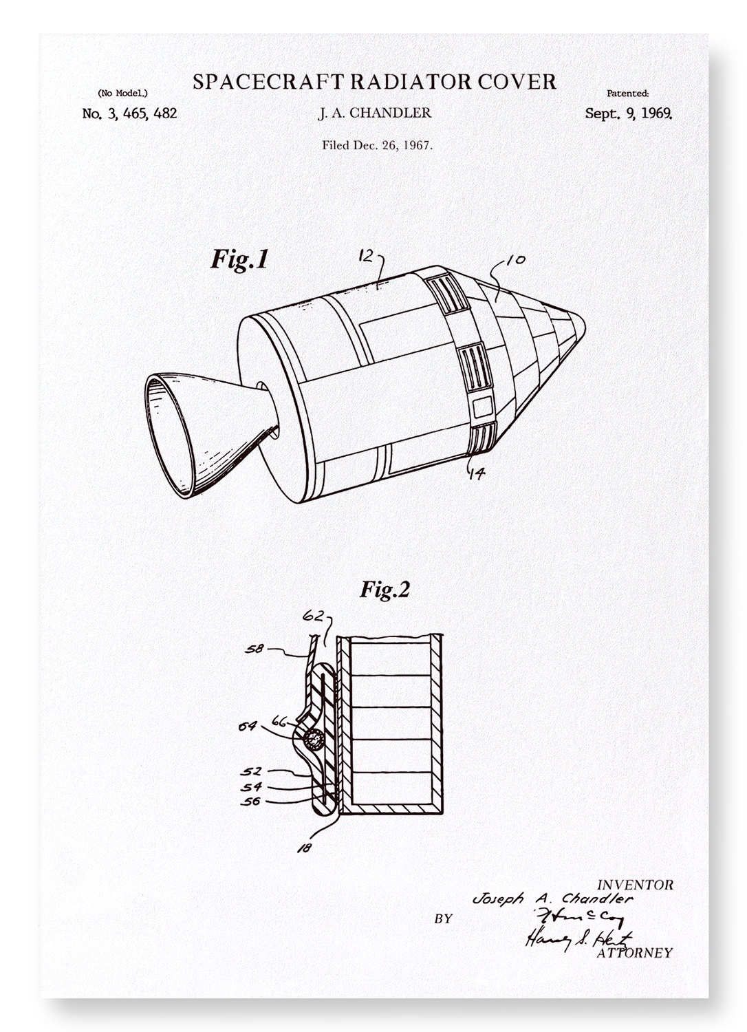 PATENT OF SPACECRAFT RADIATOR COVER (1969): Patent Art Print