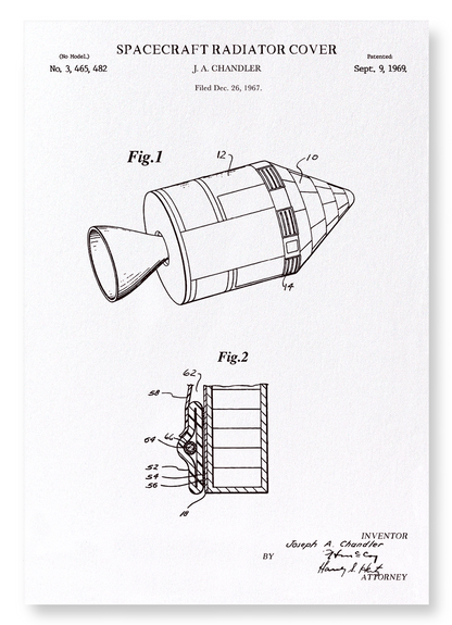 PATENT OF SPACECRAFT RADIATOR COVER (1969): Patent Art Print