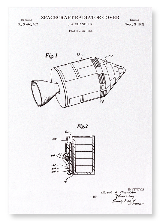 PATENT OF SPACECRAFT RADIATOR COVER (1969): Patent Art Print