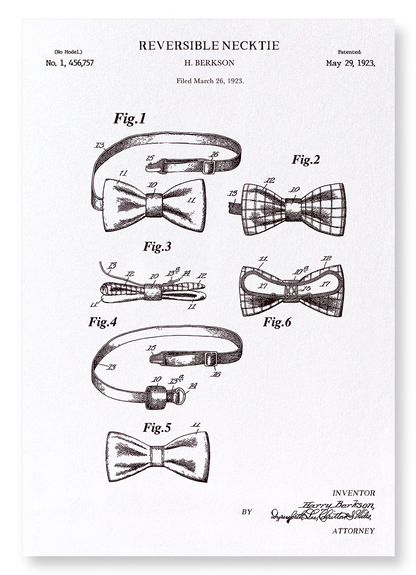 PATENT OF REVERSIBLE BOW TIE (1923): Patent Art Print