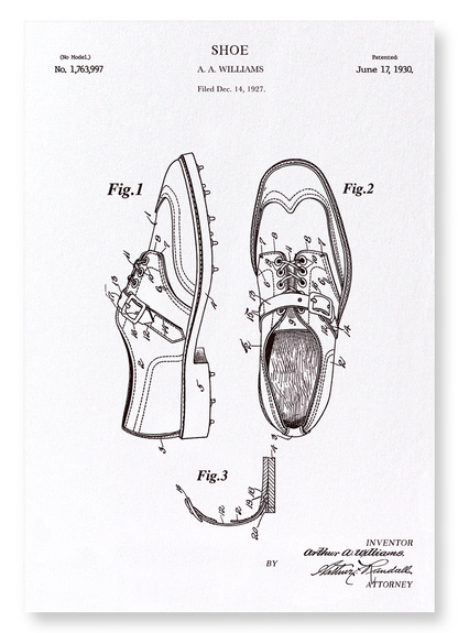 PATENT OF GOLF SHOES (1930): Patent Art Print