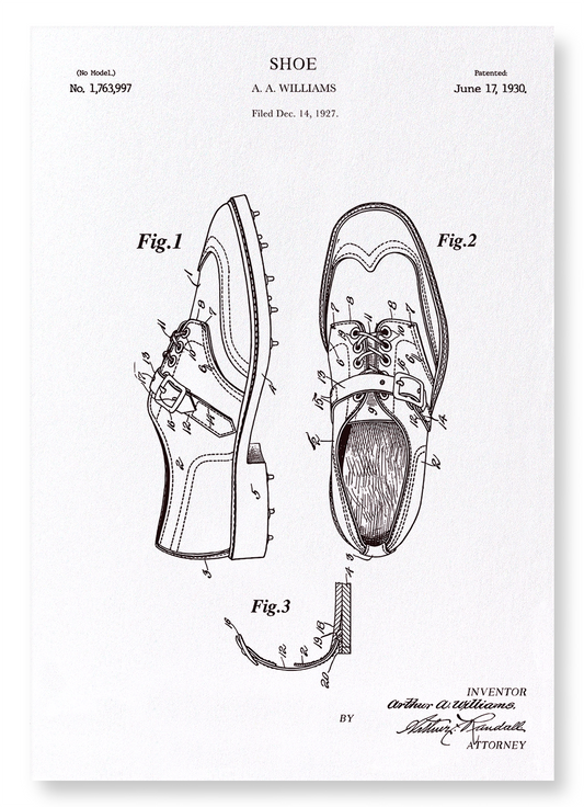 PATENT OF GOLF SHOES (1930): Patent Art Print
