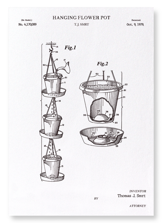 PATENT OF HANGING FLOWER POT (1979): Patent Art Print