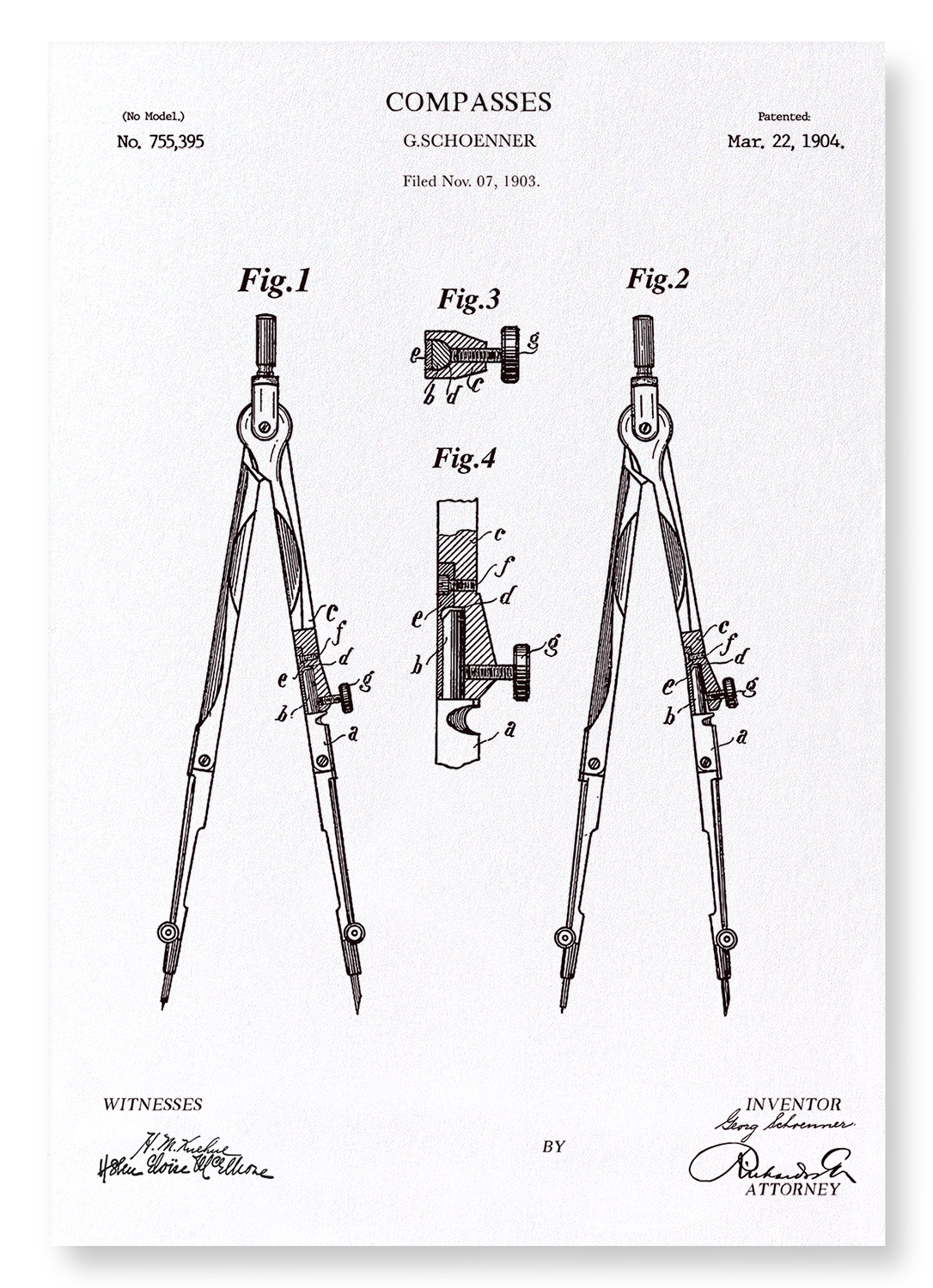 PATENT OF COMPASS (1904): Patent Art Print