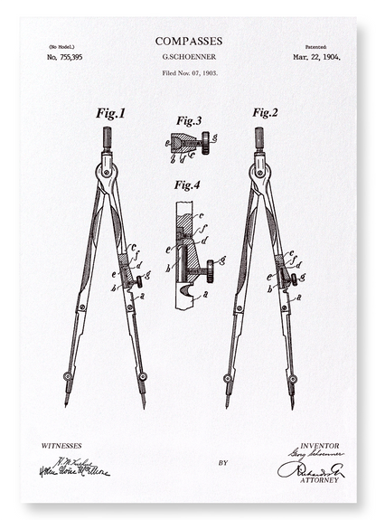PATENT OF COMPASS (1904): Patent Art Print