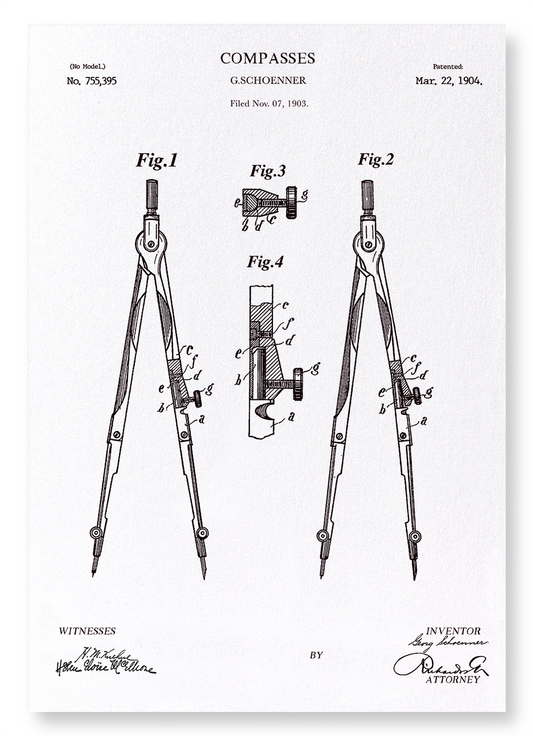 PATENT OF COMPASS (1904): Patent Art Print