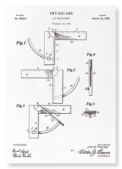 PATENT OF TRY SQUARE (1908): Patent Art Print