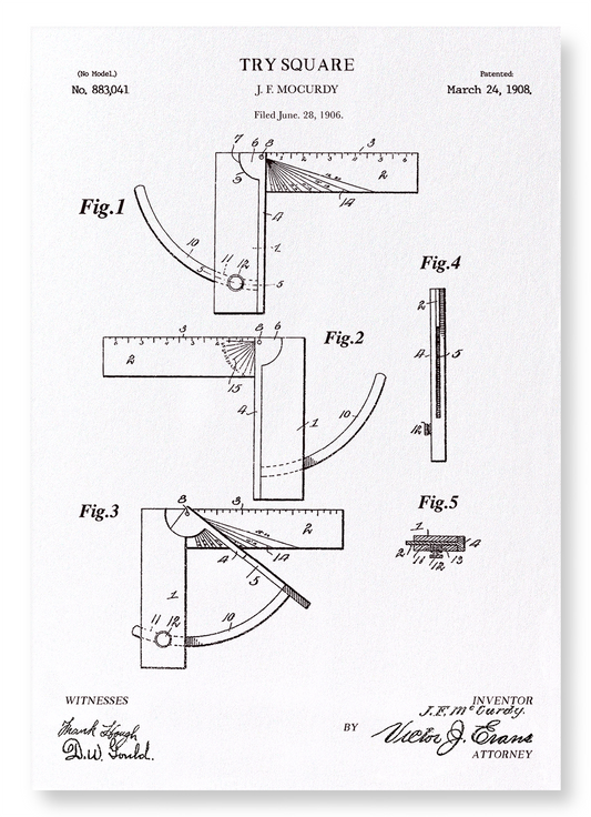 PATENT OF TRY SQUARE (1908): Patent Art Print