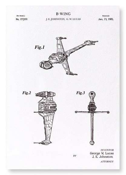 PATENT OF B-WING (1985): Patent Art Print