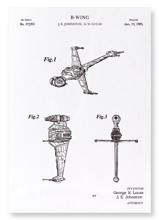 PATENT OF B-WING (1985): Patent Art Print