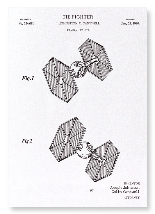 PATENT OF TIE FIGHTER (1980): Patent Art Print