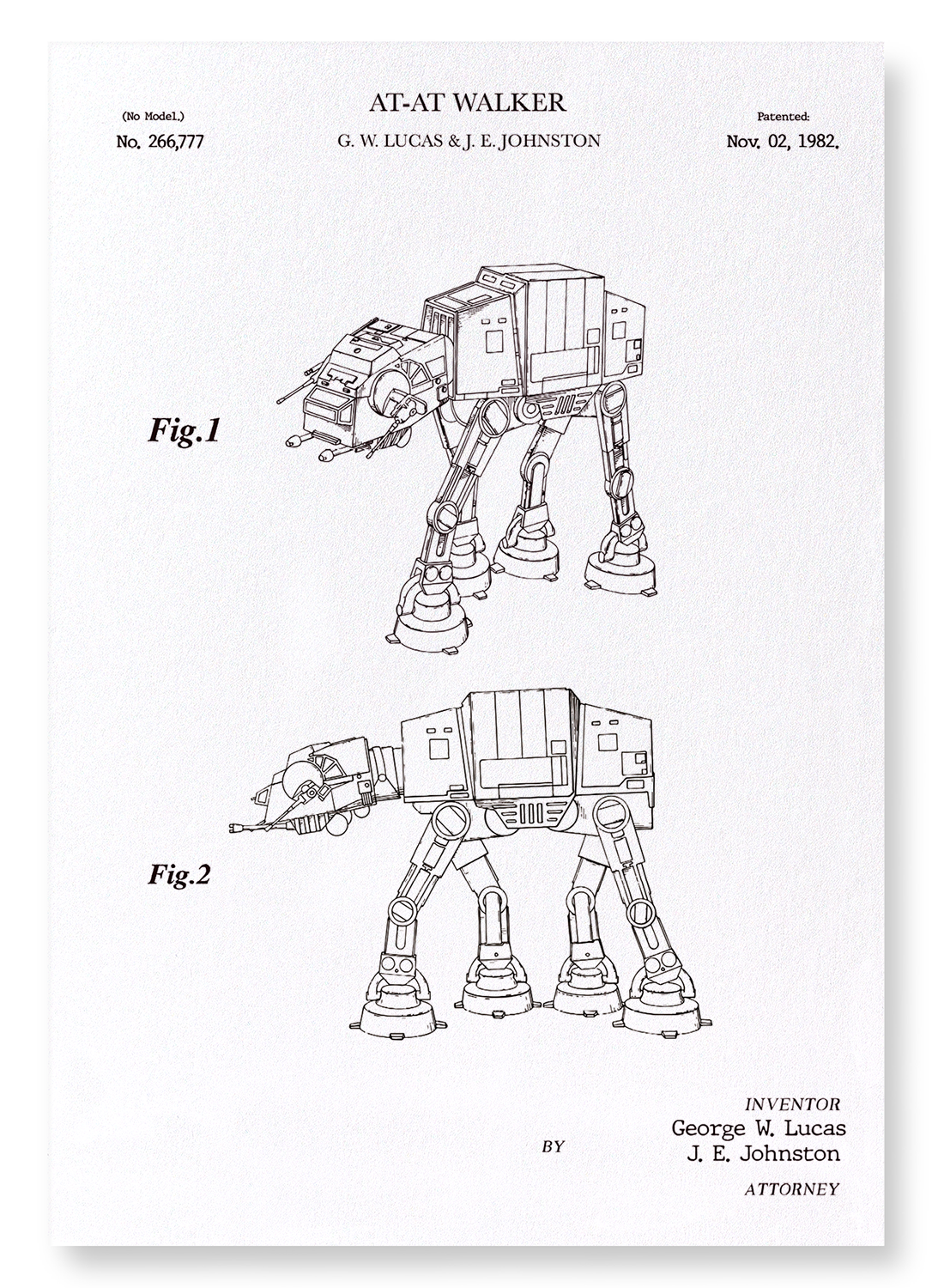 PATENT OF AT-AT WALKER (1982): Patent Art Print