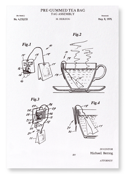 PATENT OF PRE-GUMMED TEA BAG (1979): Patent Art Print
