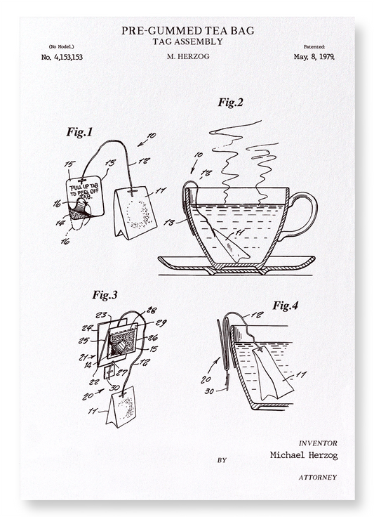PATENT OF PRE-GUMMED TEA BAG (1979): Patent Art Print