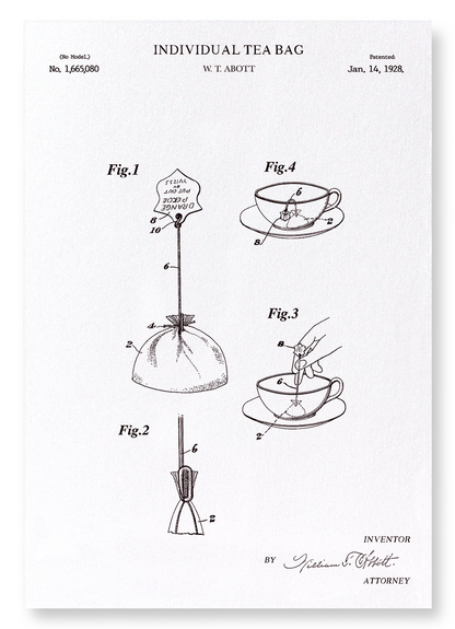 PATENT OF INDIVIDUAL TEA BAG (1928): Patent Art Print