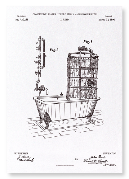 PATENT OF SHOWER BATH (1890): Patent Art Print