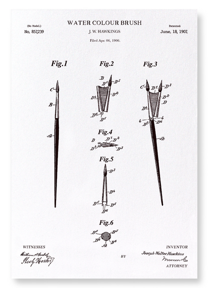 PATENT OF WATER COLOUR BRUSH (1907): Patent Art Print