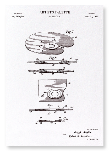 PATENT OF ARTIST'S PALETTE (1950): Patent Art Print