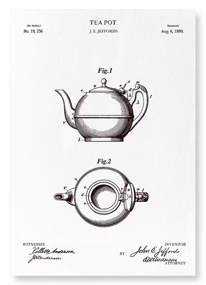 PATENT OF TEAPOT (1889): Patent Art Print