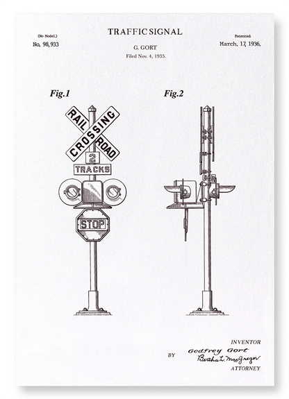 PATENT OF TRAFFIC SIGNAL (1936): Patent Art Print