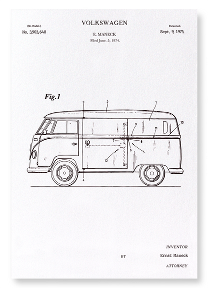 PATENT OF VOLKSWAGEN (1975): Patent Art Print