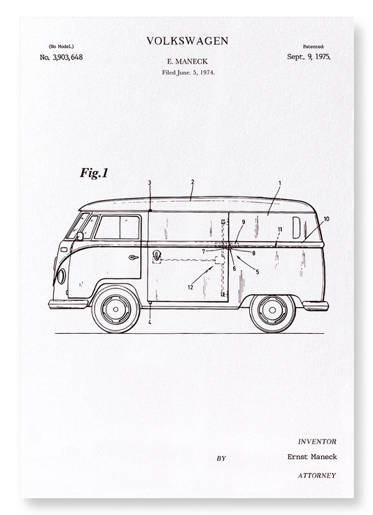 PATENT OF VOLKSWAGEN (1975): Patent Art Print