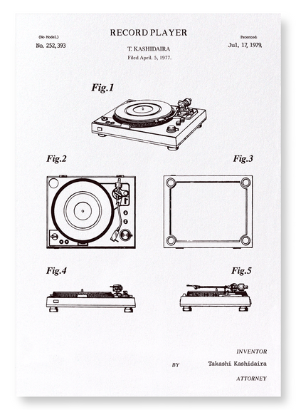 PATENT OF RECORD PLAYER (1979): Patent Art Print