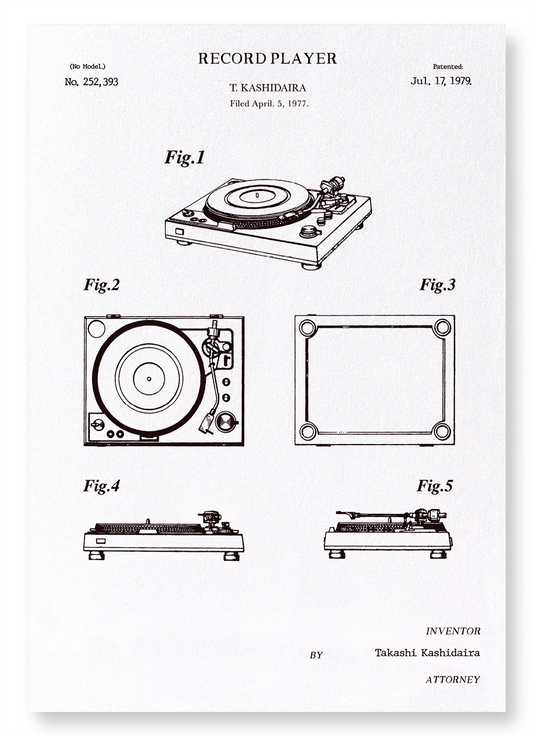PATENT OF RECORD PLAYER (1979): Patent Art Print