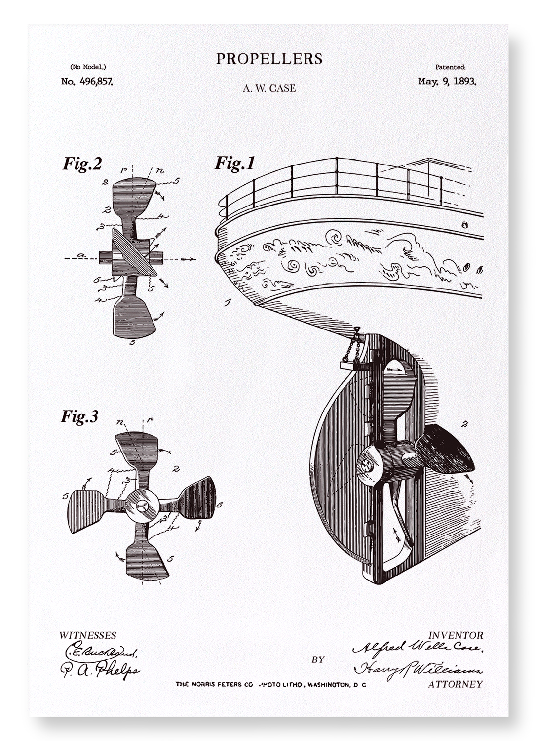 PATENT OF PROPELLERS (1893): Patent Art Print