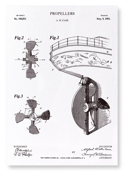PATENT OF PROPELLERS (1893): Patent Art Print