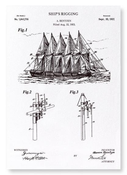 PATENT OF SHIP'S RIGGING (1927): Patent Art Print