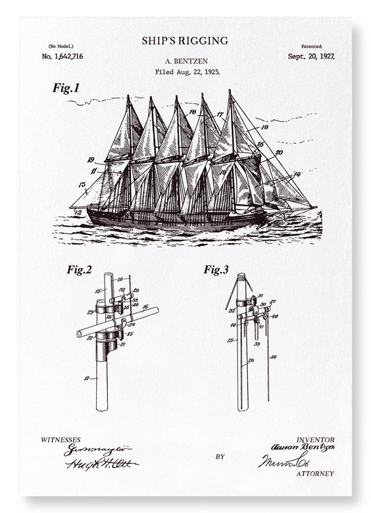 PATENT OF SHIP'S RIGGING (1927): Patent Art Print