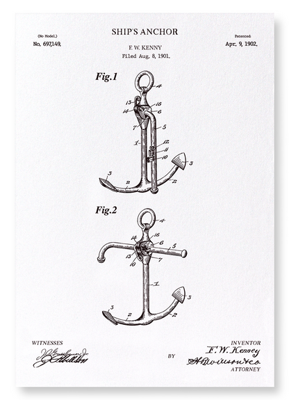PATENT OF SHIP'S ANCHOR (1902): Patent Art Print