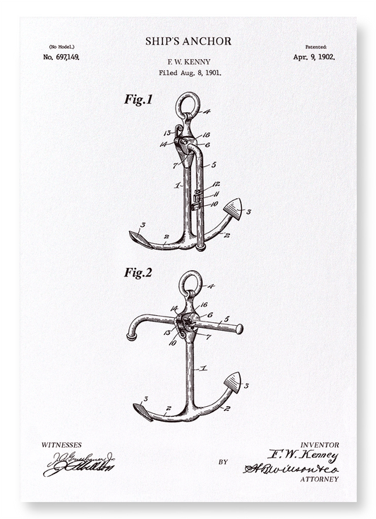 PATENT OF SHIP'S ANCHOR (1902): Patent Art Print