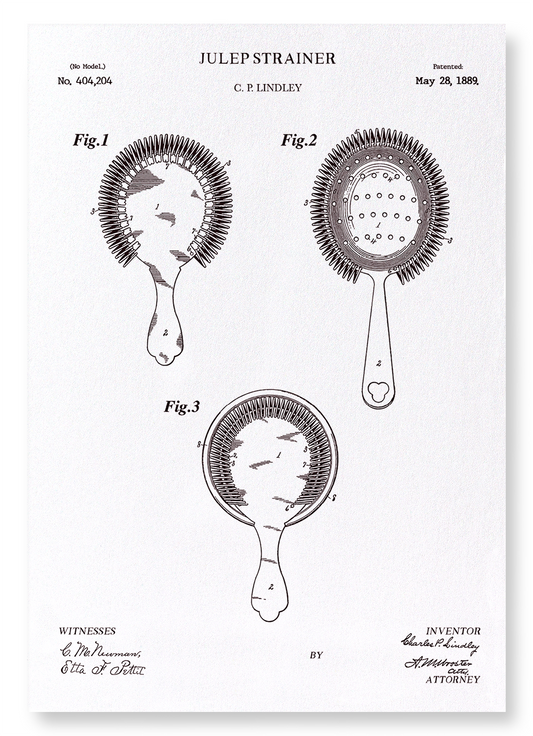 PATENT OF JULEP STRAINER (1889): Patent Art Print