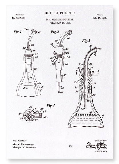 PATENT OF BOTTLE POURER (1966): Patent Art Print