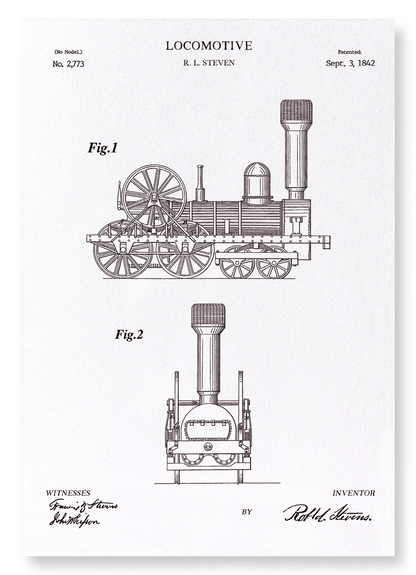 PATENT OF LOCOMOTIVE (1842): Patent Art Print