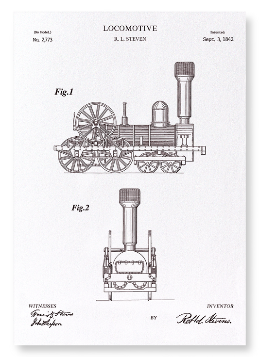PATENT OF LOCOMOTIVE (1842): Patent Art Print