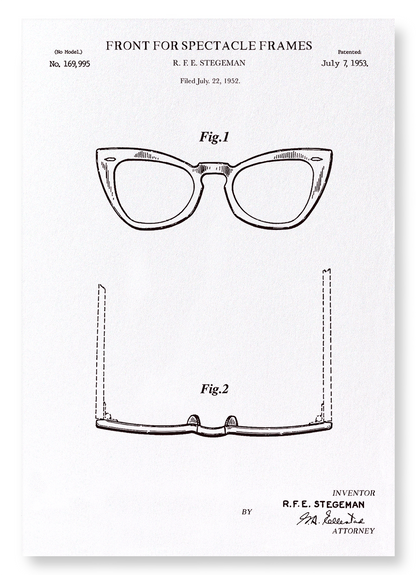 PATENT OF SPECTACLE FRAMES (1953): Patent Art Print