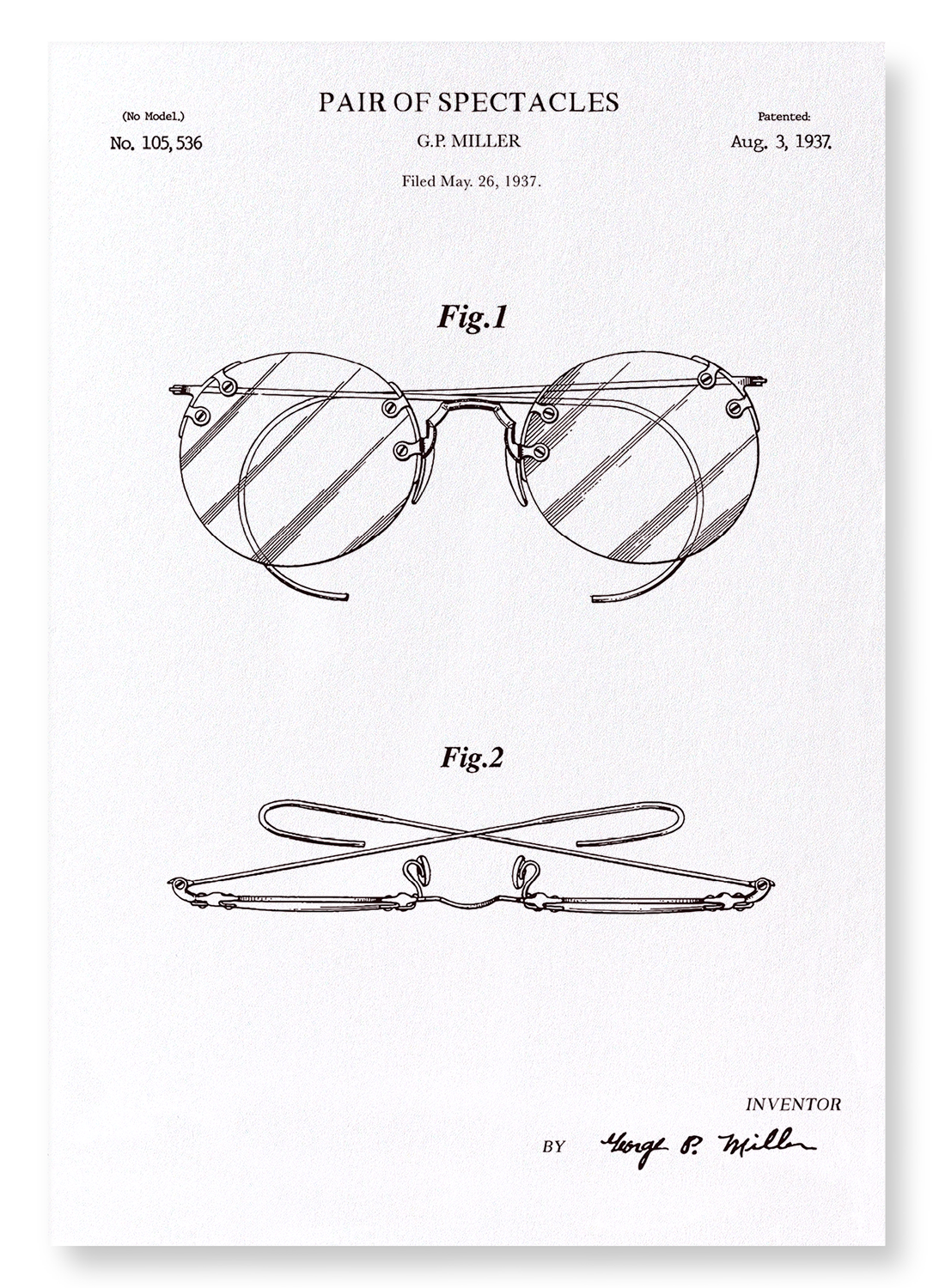 PATENT OF EYEGLASSES (1908): Patent Art Print