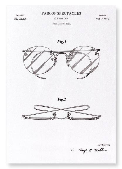 PATENT OF EYEGLASSES (1908): Patent Art Print