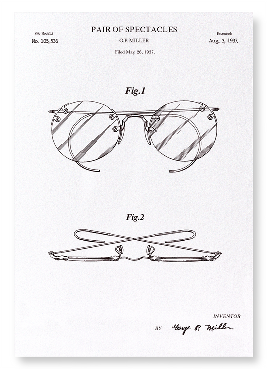 PATENT OF EYEGLASSES (1908): Patent Art Print