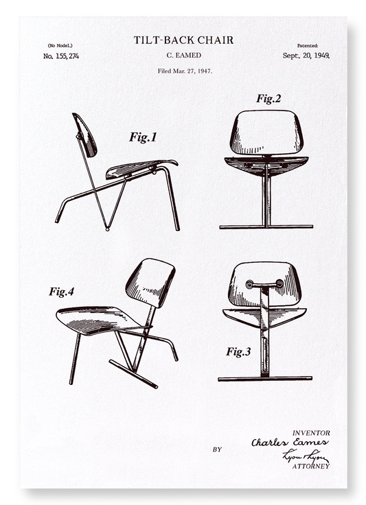 TILT BACK CHAIR (1949): Patent Art Print