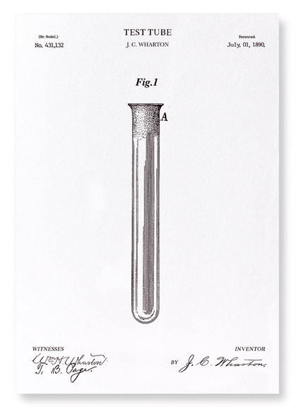 PATENT OF TEST TUBE (1890): Patent Art Print
