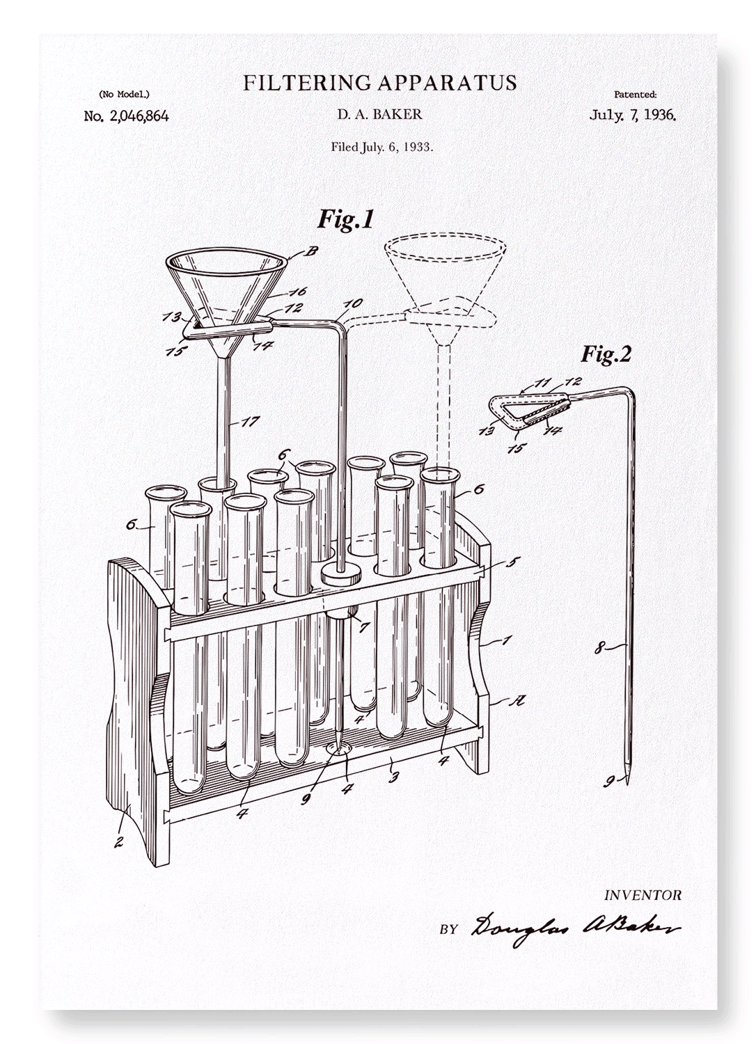 PATENT OF FILTERING APPARATUS (1936): Patent Art Print