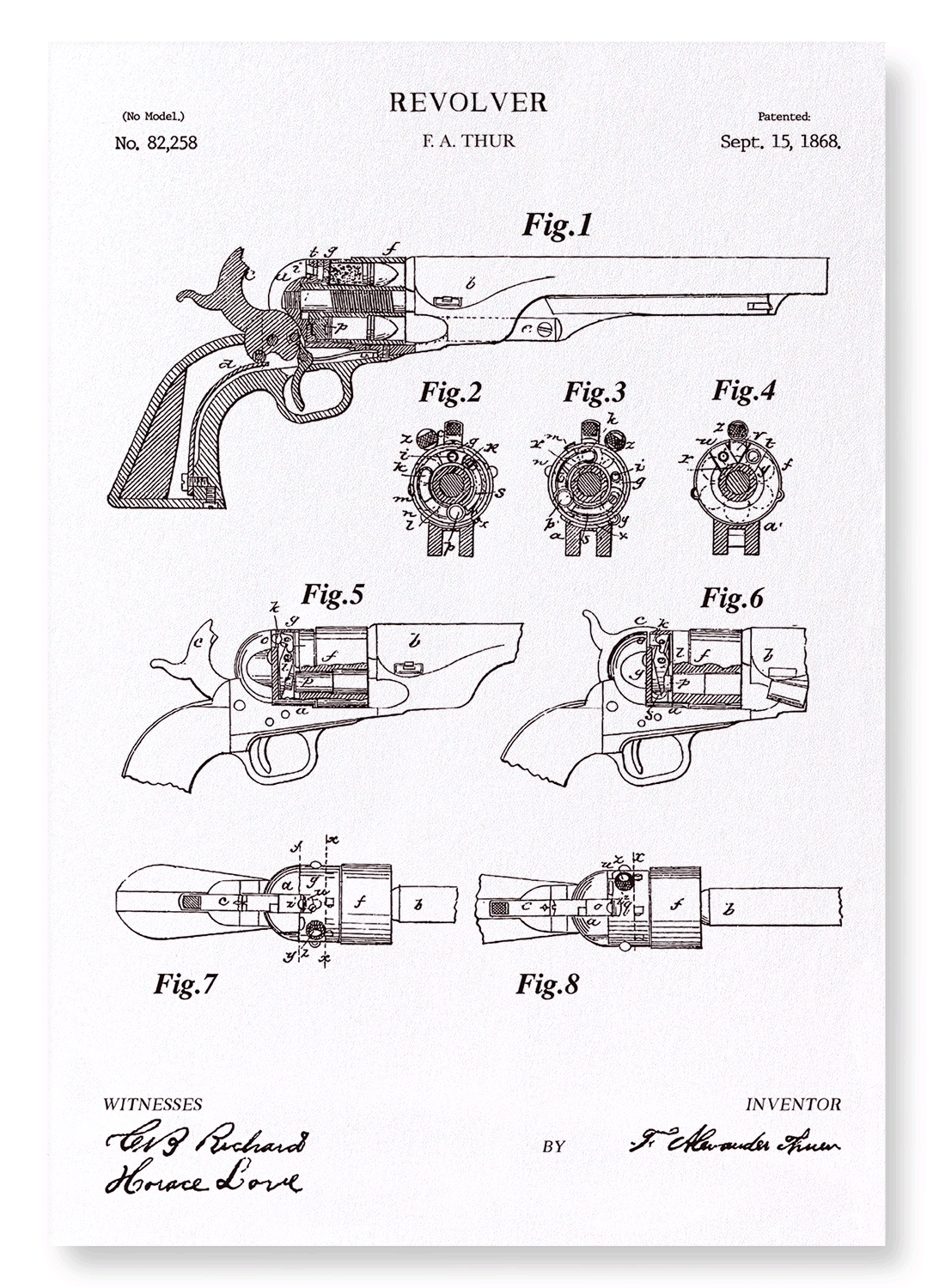 PATENT OF REVOLVER (1868): Patent Art Print