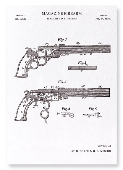 PATENT OF MAGAZINE FIREARMS (1854): Patent Art Print