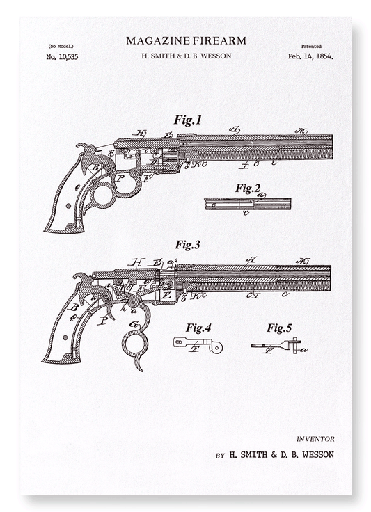 PATENT OF MAGAZINE FIREARMS (1854): Patent Art Print
