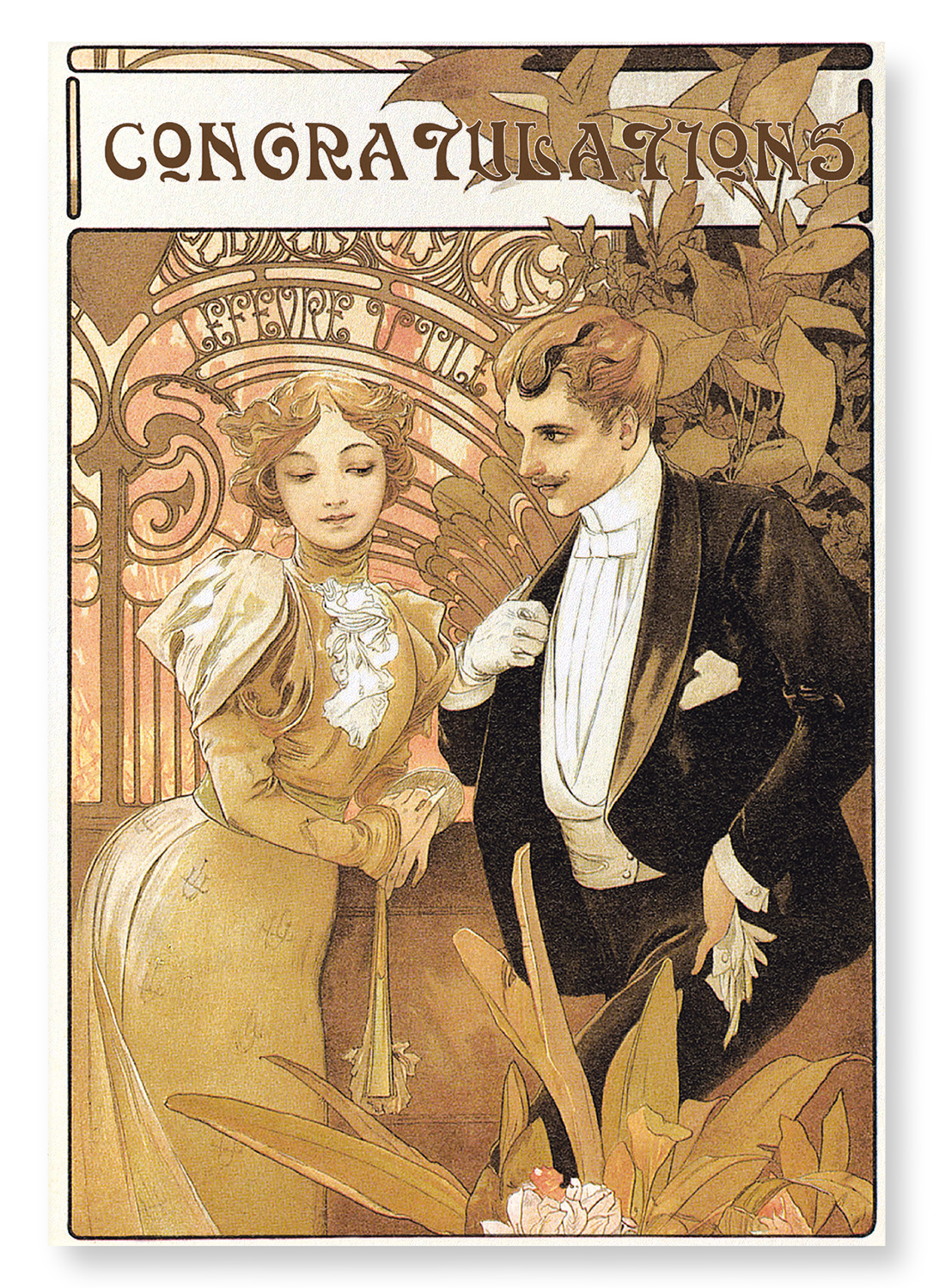 MUCHA CONGRATULATIONS: Vintage Art Print
