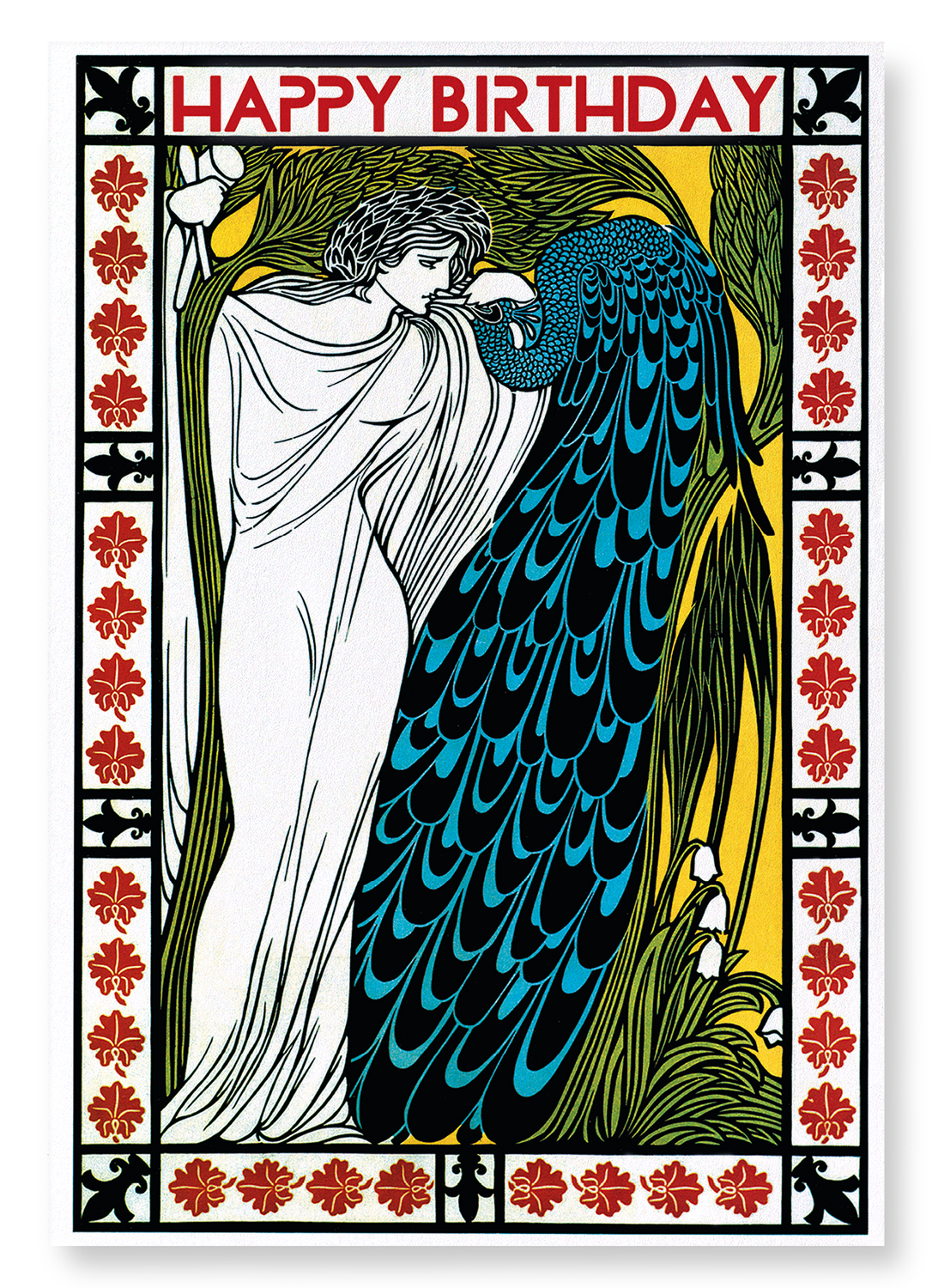 BIRTHDAY PEACOCK: Vintage Art Print